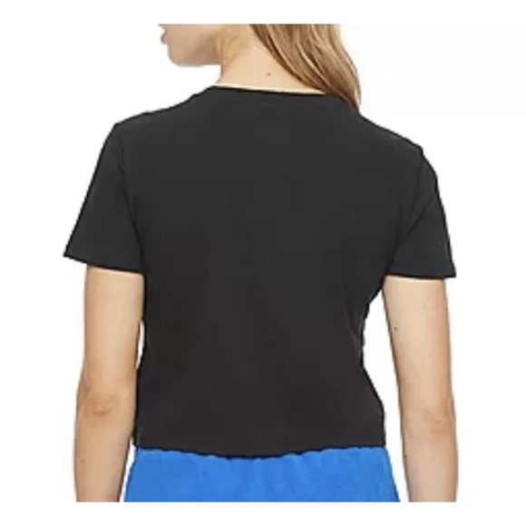 Juicy Couture Black Boyfriend Crew Neck Short Sleeve Crop Top Large NWT - Picture 3 of 3